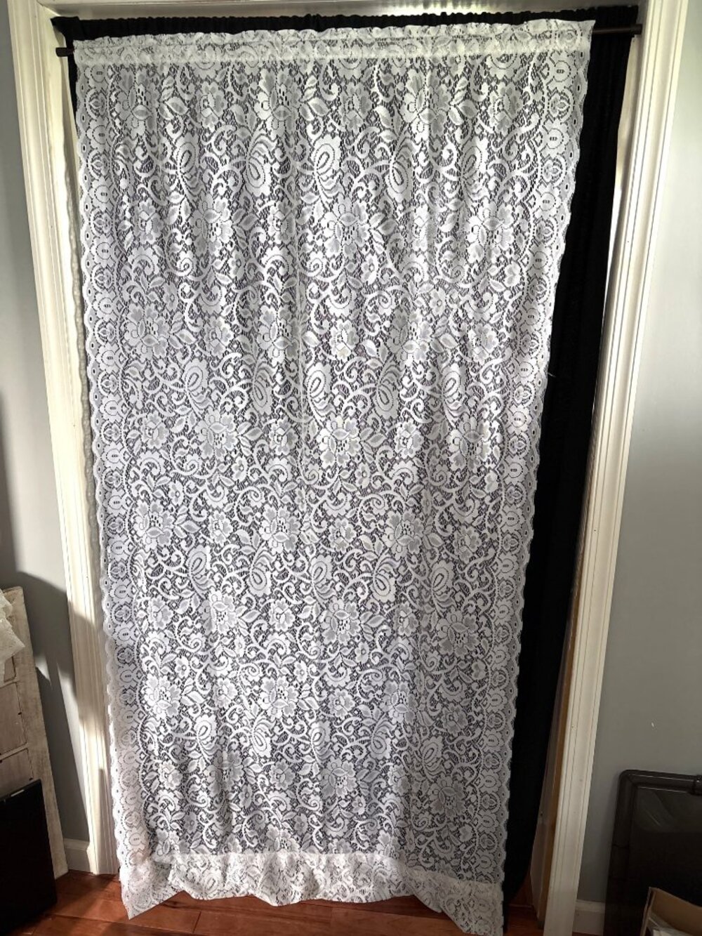 White Lace Curtain Panels 80"L x 42"W Floral Pattern